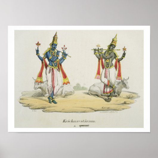 Krishna Venugopala, eingraviert von de Marlet und Poster (Vorne)
