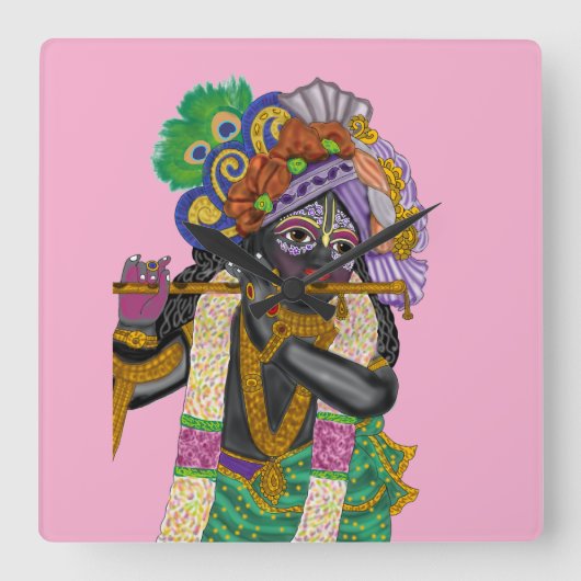 Krishna Wall Clock Quadratische Wanduhr (Vorderseite)