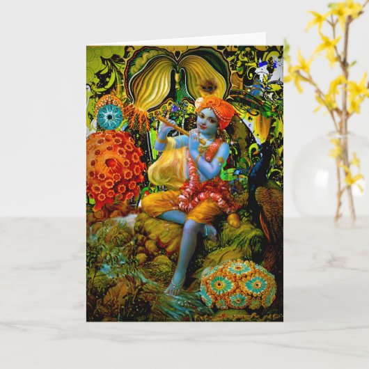 Krishnas Flöte Karte (Gelbe Blume)