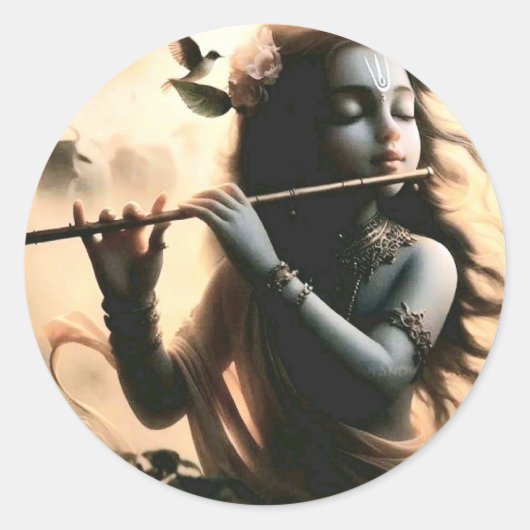 Krishnas Melody Round-Sticker Runder Aufkleber (Vorderseite)