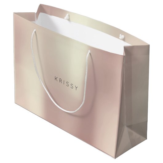 KRISSY Rose Gold Blush Pearly Minimal Geschenk Große Geschenktüte (Rückseite Schrägansicht)