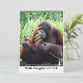 Krista Orangutan Borneo Rainforest Blank Card Dankeskarte (Stehend Vorderseite)