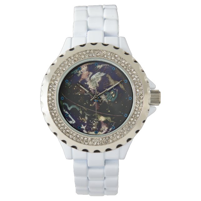 Kristall Accent Celestial Globe Watch Armbanduhr (Vorderseite)