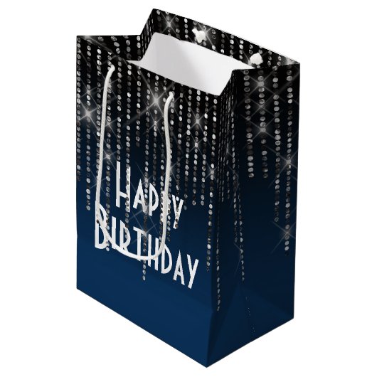 Kristall Bling Birthday Mittlere Geschenktüte (Vorderseite Schrägansicht)