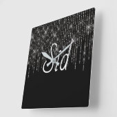 Kristall Bling mit Namen Quadratische Wanduhr (Winkel)