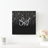 Kristall Bling mit Namen Quadratische Wanduhr (Zuhause)