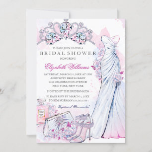 Kristall-Blumen-Hochzeitskleid Brautparty-Einladun Einladung