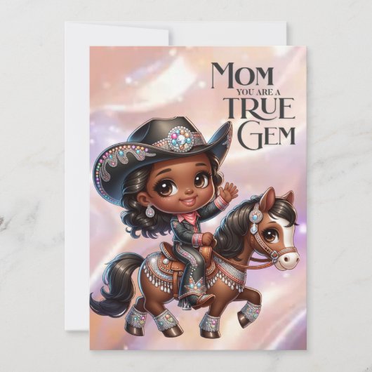 Kristall Cowgirl Muttertag Personalisiert Karte (Vorderseite)