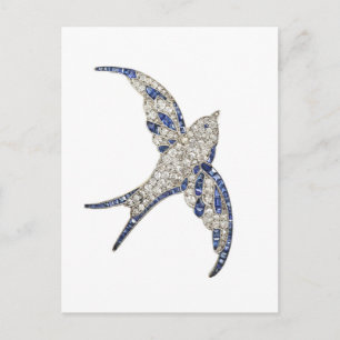 Kristall Diamonds Bird Vintage Kostümschmuck Postkarte