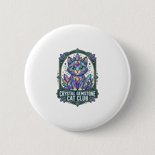 Kristall-Edelstein-Katze Katzen-Mama-Geschenkidee Button (Vorderseite)