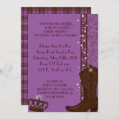 KRISTALL, FRANSE u. LILA COWGIRLS Einladung (Vorne/Hinten)