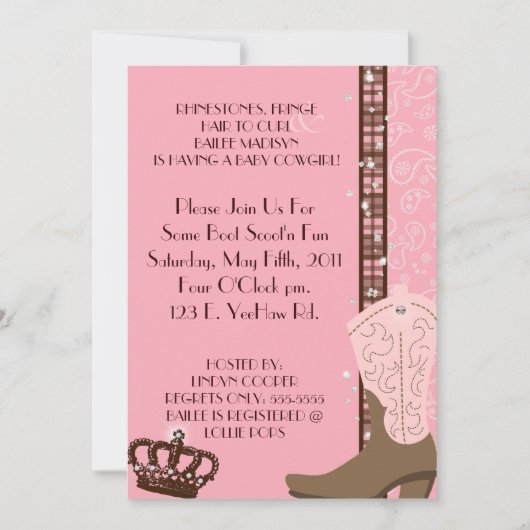 KRISTALL, FRANSE u. ZACKEN 2 COWGIRLS Einladung (Vorderseite)