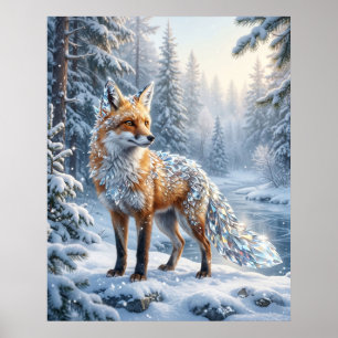 Kristall Fuchs Winter Kiefer Poster