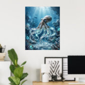 Kristall-Oktopus-Riff-Licht Poster (Heimbüro)