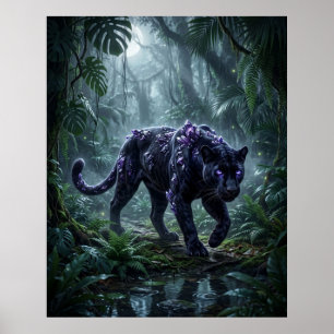Kristall Panther Nacht Glow Poster