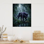 Kristall Panther Nacht Glow Poster (Küche)