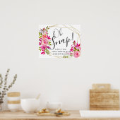 Kristall Pink Peach oh Schnelle Hochzeitsschild Ha Poster (Küche)