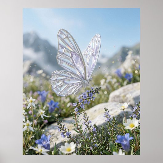 Kristall Schmetterlingsgarten Glanz Poster (Vorne)