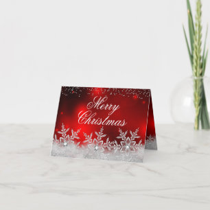 Kristall-Schneeflocken-Rotes-Weihnachtskarte Feiertagskarte