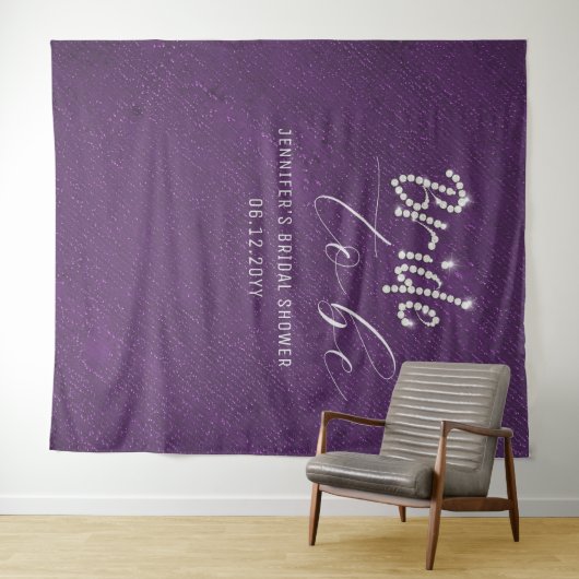 Kristall Script Lila Brautparty Hintergrund Wandteppich (Beispiel (Horizontal))