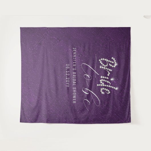 Kristall Script Lila Brautparty Hintergrund Wandteppich (Vorderseite (Horizontal))
