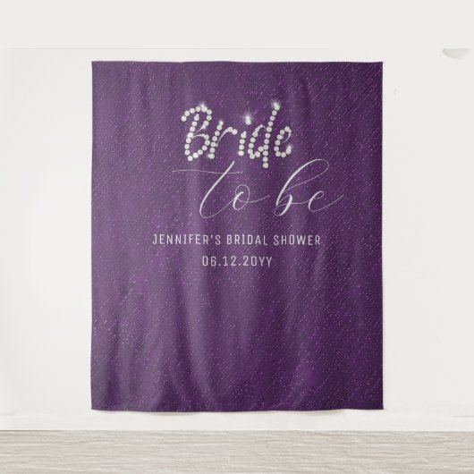 Kristall Script Lila Brautparty Hintergrund Wandteppich (Vorderseite)