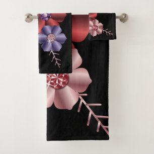Kristall Seide Blume - Juwelen und Blume Badhandtuch Set