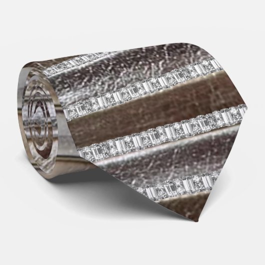 Kristall Silber u. GoldImitat-lederne Krawatte (Gerollt)