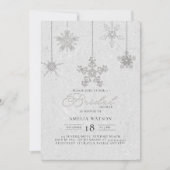 Kristall Snowflakes Weißes Winter Brautparty Einladung (Vorderseite)