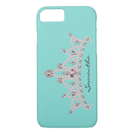 Kristall Tiara iPhone 7 Fall (aqua) Case-Mate iPhone Hülle (Rückseite)