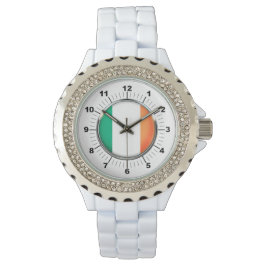 Kristall White Enamel Watch - Frauenflagge in Irla Armbanduhr