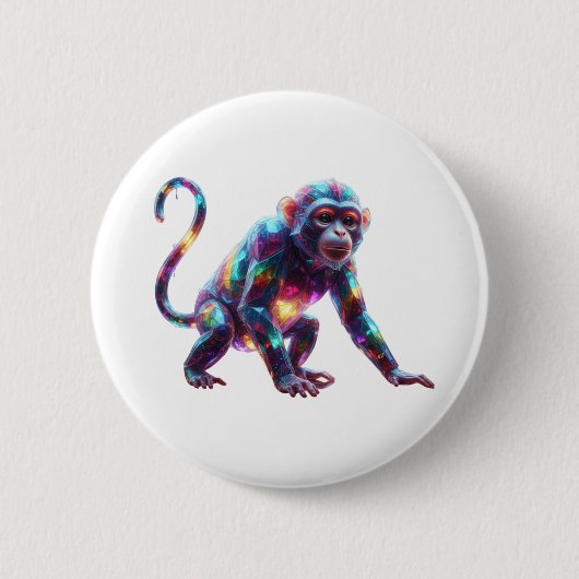 Kristallaffe Kunst Button (Vorderseite)