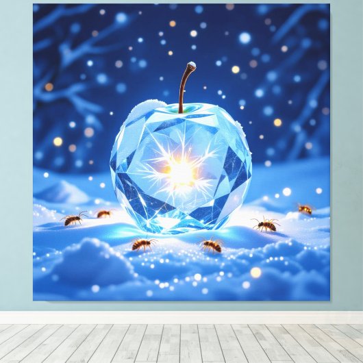 „Kristallapfel im Glühwürmchenwinter“ Leinwanddruck (Insitu (Holzboden))