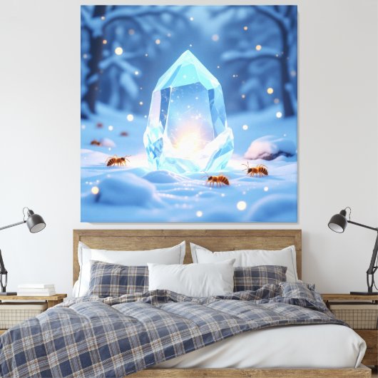 „Kristallapfel im Glühwürmchenwinter“ Leinwanddruck (Insitu (Schlafzimmer))