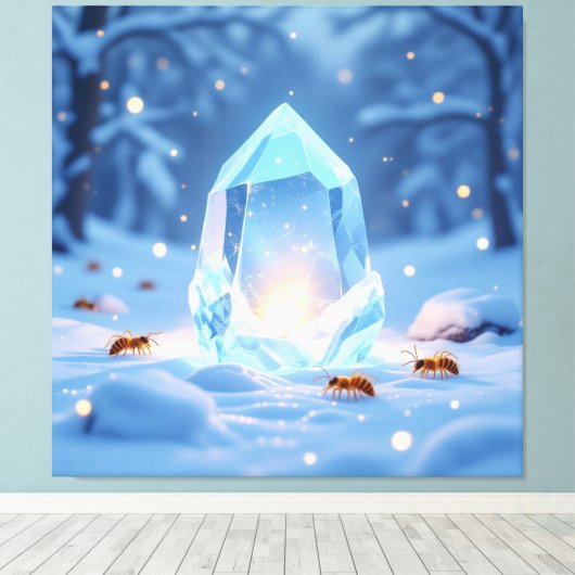 „Kristallapfel im Glühwürmchenwinter“ Leinwanddruck (Insitu (Holzboden))