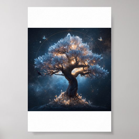 Kristallbaum unter einem himmlischen Himmel Poster (Vorne)