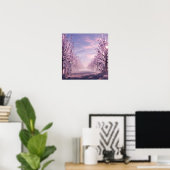 Kristallbäume-Allee am rosa Horizont Poster (Heimbüro)