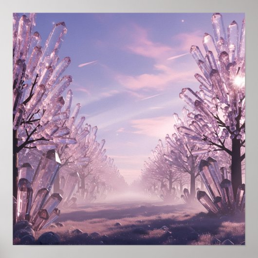 Kristallbäume-Allee am rosa Horizont Poster (Vorne)