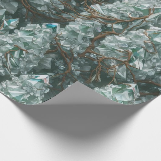 Kristallbäume mit nachblühendem Roots Wrapping Pap Geschenkpapier (Ecke)