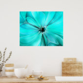 Kristallblaue Blumige Wandkunst Poster (Küche)