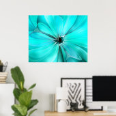 Kristallblaue Blumige Wandkunst Poster (Heimbüro)