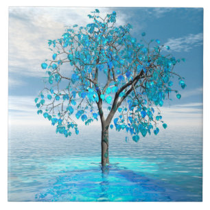Kristallblauer Baum Fliese