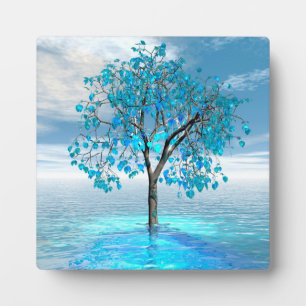 Kristallblauer Baum Fotoplatte