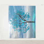 Kristallblauer Baum Wandteppich (Vorderseite)
