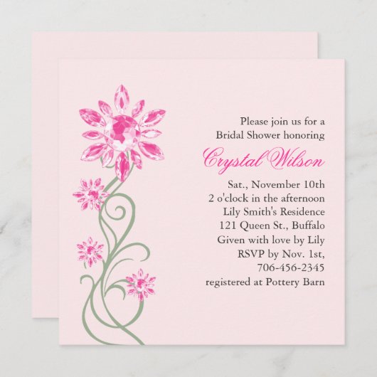 Kristalldusche Einladung (pink) (Vorne/Hinten)