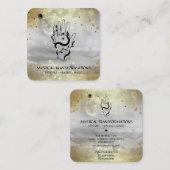 *~* Kristalle Boho Hand Schlange Moon Magic Grau Quadratische Visitenkarte (Vorne/Hinten)