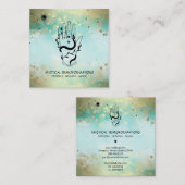 *~* Kristalle Handschlange Moon Magie Boho Aquamar Quadratische Visitenkarte (Vorne/Hinten)