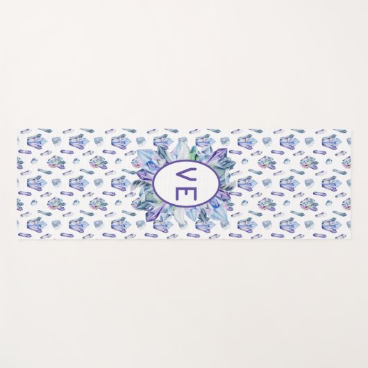 Kristalle in blau Lila und grün Yogamatte (Vorderseite (Horizontal))