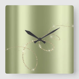 Kristalle Mint Infinity Gold. Elegant Greenpeace Quadratische Wanduhr