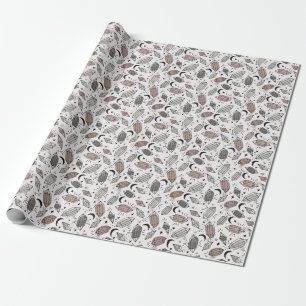 Kristalle, Mond, Sterne, überlappendes Design. Geschenkpapier